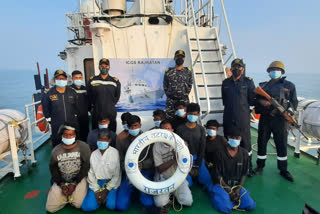 The Indian Coast Guard nabbed a Pakistani boat with 12 crew members off the coast of Gujarat