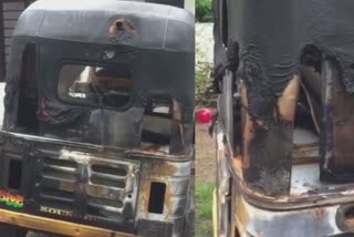 autorickshaw parked at a house in Kollam set fire  autorickshaw  autorickshaw set fire  കൊല്ലത്ത് വീട്ടിൽ പാർക്ക് ചെയ്‌തിരുന്ന ഓട്ടോറിക്ഷ സാമൂഹ്യ വിരുദ്ധർ കത്തിച്ചു  ഓട്ടോറിക്ഷ സാമൂഹ്യ വിരുദ്ധർ കത്തിച്ചു  ഓട്ടോറിക്ഷ കത്തിച്ചു