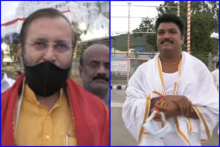 union ex minister prakash javadekar and actor shivareddy visited tirumala