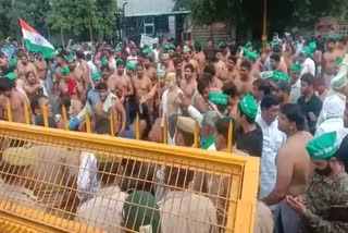 Farmers protest half-naked