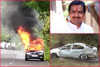 Car burnt on Kolhapur-Ratnagiri road; The driver died on the spot