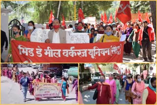 mid-day-meal-and-anganwadi-workers-union-protest-against-government