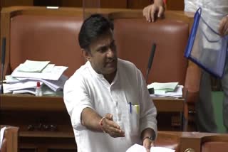 Minister Dr.K Sudhakar talking in Assembly Session