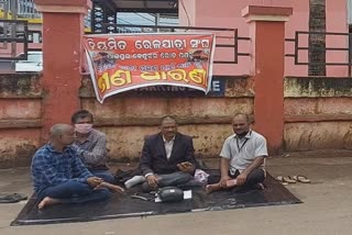 daily passenger union protest in front of jajpur road station
