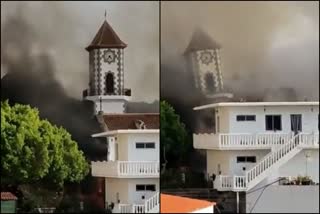 Church collapses under lava