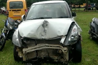 car hits telephone pole at vishaka