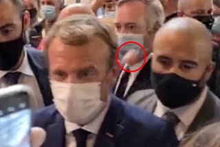 Emmanuel Macron was hit with egg