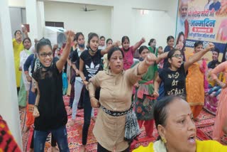 Women and young girls were giving self defense training in Gonda
