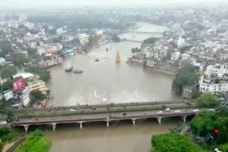 heavy rain in nashik godavari river drone visuals
