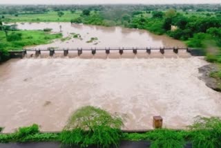heavy rain in jalna, dudhna river captured by drone camera