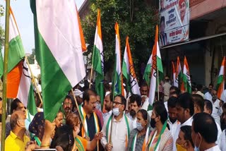 jaipur news, Congress took out a foot march
