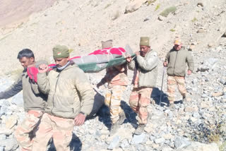 Rescue team took 2 bodies trapped from Khminger Glacier to Kaza Hospital