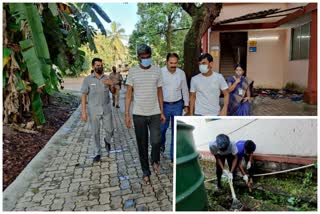 Minister Kota Srinivasa Poojary took part in cleanliness work