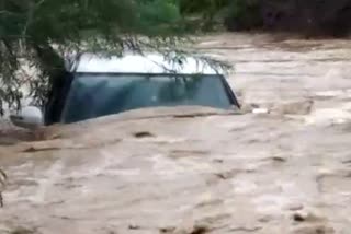 car submerged in water in Antah, Antah news