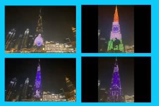 Burj Khalifa illuminated with Mahatma Gandhi's image on the occasion of his birth anniversary