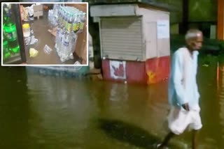 Several house-shops flooded with rain water at Belagavi