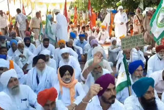 Hundreds of farmers gathered outside the small secretariat of Sirsa