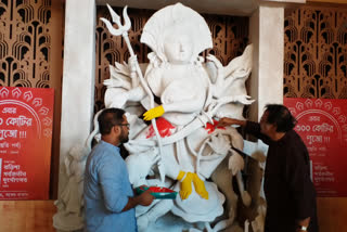 preparation of barisha sarbajanin's 300 crore durga puja started