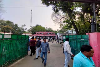 crowd gathered in police station