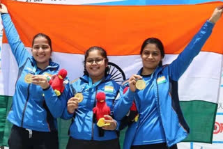 India women's 25m Pistol team wins gold