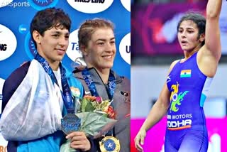 Anshu Malik  Indian Wrestler  sports news  wrestling  World Wrestling Championship  भारतीय महिला पहलवान  अंशु मलिक  सरिता मोर  Anshu Malik  Sarita Mor