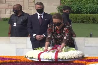 Danish PM Mette Frederiksen pays tribute to Mahatma Gandhi at Rajghat