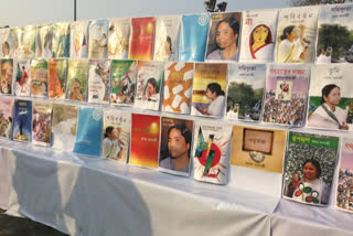 tmc book stall outside puja pandal