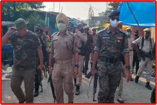 Police march in Kokrajhar