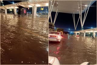 Water rushed to the Bangalore's airport Arrival-Departure Area