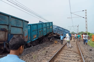 several wagon of a goods train derail near raghunathbari station