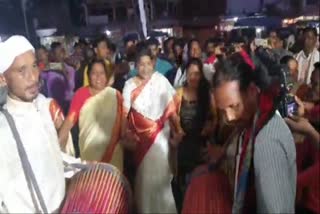 Union Minister of State Renuka Singh dancing with tribal women