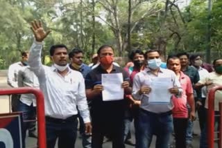 protest infront of Nalco administration office for  demanding employment