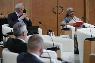 Nirmala Sitharman in a meeting of G20 finance ministers and central bank governors