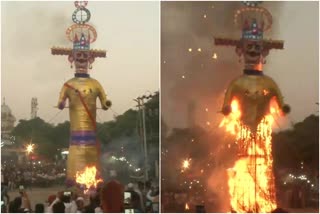 देशभर में दशहरा का धूम, पंजाब के लुधियाना, बिहार के पटना में धू-धूकर जला रावण