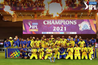 IPL  Chennai Super Kings win fourth IPL title  IPL 2021  Faf du Plessis  MS Dhoni  Dubai  UAE  Indian Premier League  Kolkata Knight Riders  KKR  CSK  Chennai Super Kings  IPL 2021 Final  ഐപിഎല്‍  കൊല്‍ക്കത്ത നൈറ്റ് റൈഡേഴ്സ്‌  ചെന്നൈ സൂപ്പര്‍ കിങ്സ്