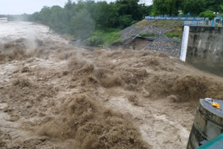 Kosi river flowing above danger mark