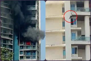 Fire broke out at the multi-storey Avighna park apartment on Curry Road, around 12 noon today