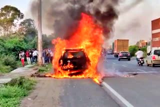 fire in luxury car in indore