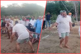 rakesh tikait video playing kabaddi at ghazipur border