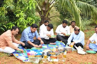 BJP State vice president BY Vijayendra made lunch in farmer farm