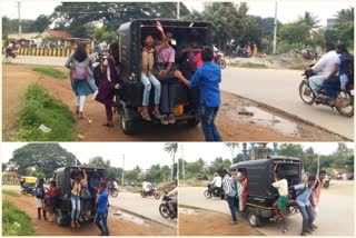 school students  going school by  auto