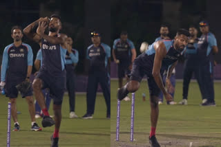 Hardik pandya  ഹാർദിക് പാണ്ഡ്യ  Hardik bowls in nets for first time  ടി20 ലോകകപ്പ്  ബിസിസിഐ  ഭുവനേശ്വർ കുമാർ  വിരാട് കോലി  virat kohli  എംഎസ് ധോണി  DHONI  BCCI  ഹാർദിക് പാണ്ഡ്യ പന്തെറിഞ്ഞു