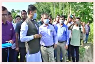 minister Pijush Hazarika visit Erosion of  dihing and Dhansiri