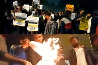 ABVP and aisa students protesting in jnu