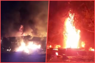 Massive fire broke out in a junk warehouse in Bhopura Loni Road ghaziabad