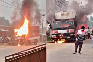 one dead due to fire in CNG truck in Kaimur