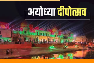 ayodhya lit up with colorful laser lights