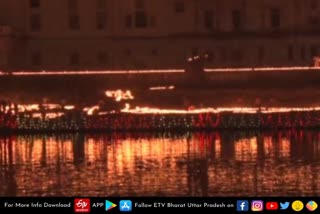 one lakh lamps enlightened at gomti river bank during lucknow deepotsav