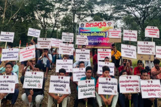 Students display placards