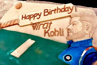 International Sand Artist Sudarsan Pattnaik wishes indian captain virat kohli on his 33rd birthday with sand art